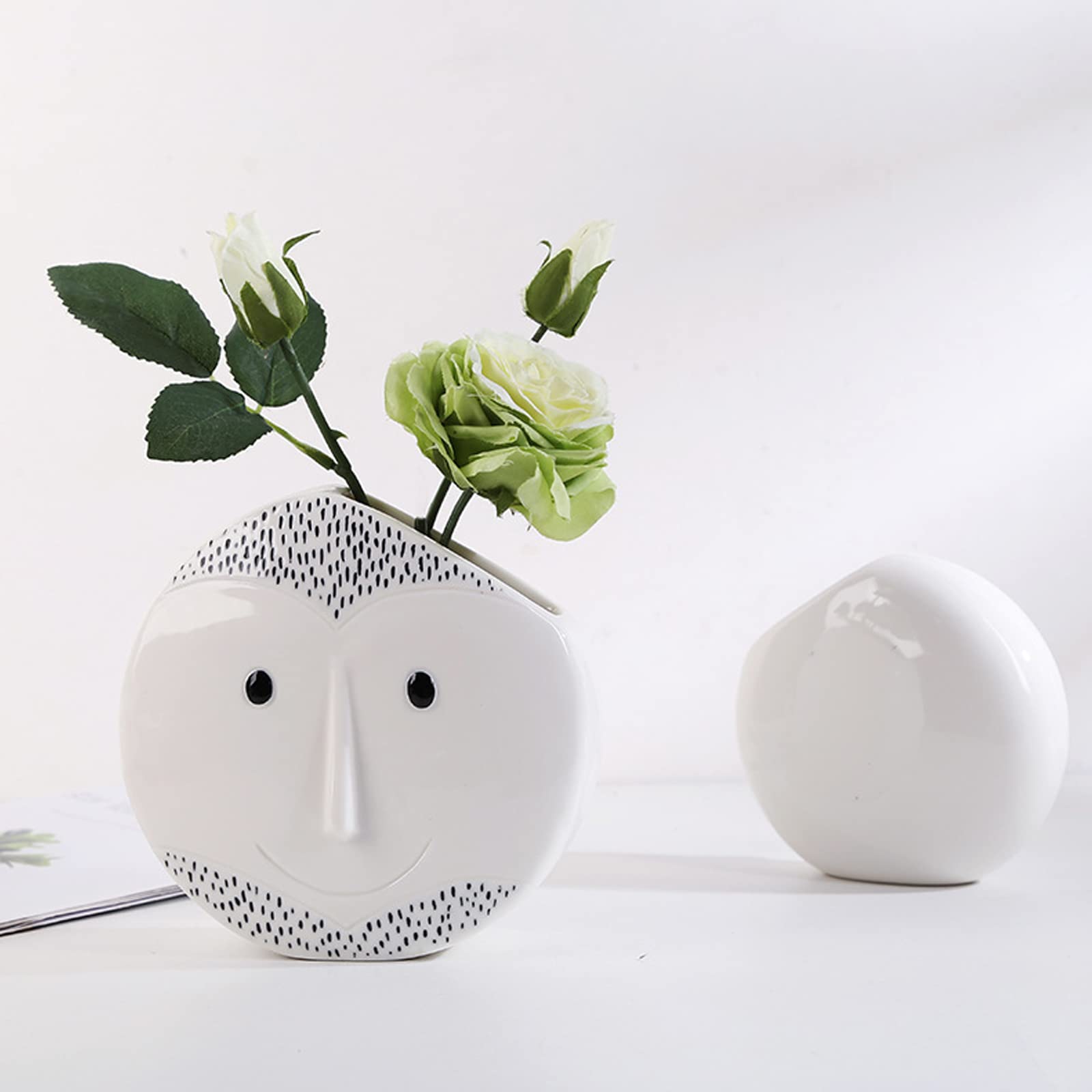 Amazon.co.jp: Mgiahekc 白い花瓶 2 個セット、素朴な家の装飾用の花の